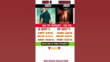 RAID 2  Vs  KESARI 2 box office Comparison Day 6🔥🔥#movie #shorts #ajaydevgan #tranding ❣️❣️