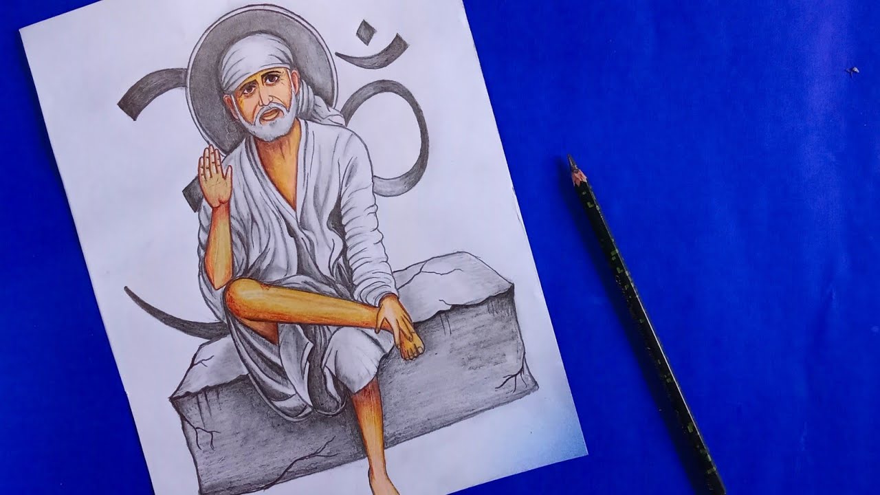 Pencil Sketch Sai Baba Ji - Desi Painters