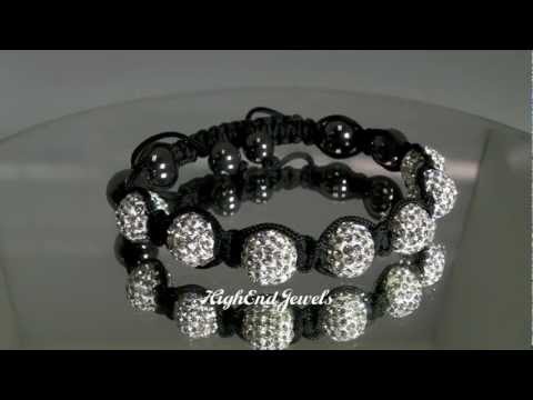 White Gold Finish Swarovski Crystal Discoball Bracelet