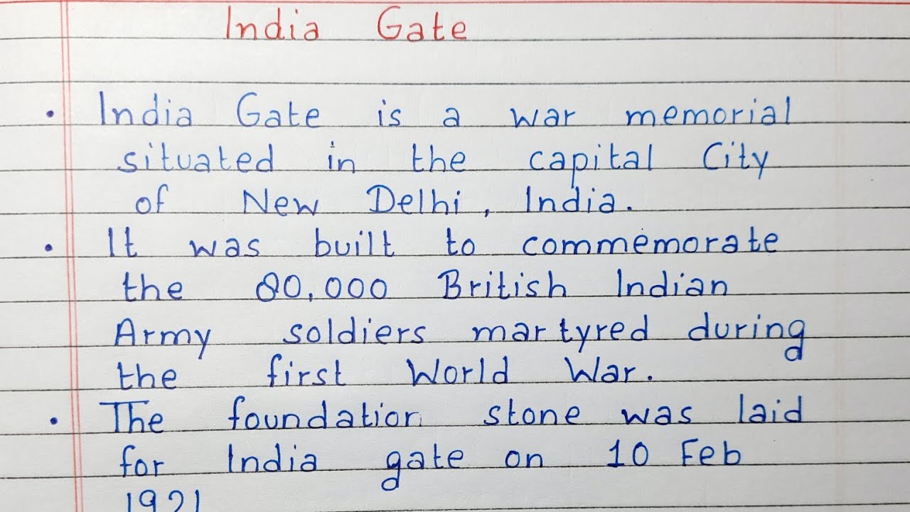 india gate essay in english 10 lines