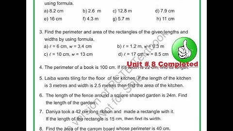 Class # 5 Unit # 8 Review Exercise Question # 4,5,6,7 & 8  Now Unit completed