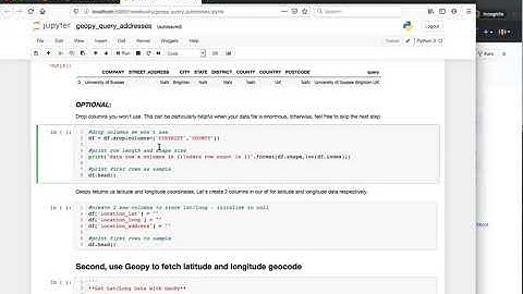 Python | GeoPy, query addresses and latitude / longitude data