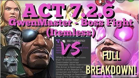 MCOC - ACT 7.2.6 - Nick Fury and Co. Vs GwenMaster Boss Fight (Itemless) - All Phase Breakdown!!