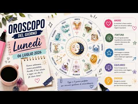 Video Oroscopo di Lunedì 6 Luglio 2026 – Inizia la settimana con il piede giusto!