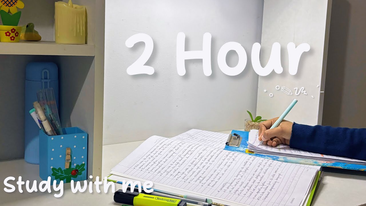 Study With Me 2 hour 🌿| no break | background noise | pure productivity ✨#2hourstudy #studywithme 