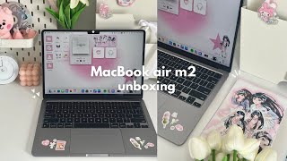 MacBook Air m2 unboxing  setup, aesthetic customizing and decorating (asmr)