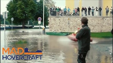 Hovercraft operating on flooded street