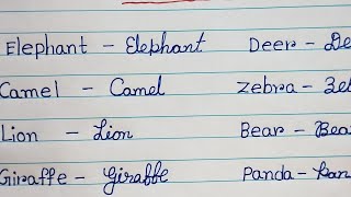 Animal names \/\/ cursive writing \/\/ english cursive writing \/\/ Animals names in English.