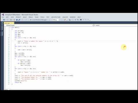 Array Sum (10 Numbers) C++ Code (Visual Studio)
