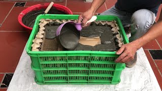 Amazing Skill - How To Make Cement Pots At Home From Plastic Baskets And Egg Trays - Moving Easily