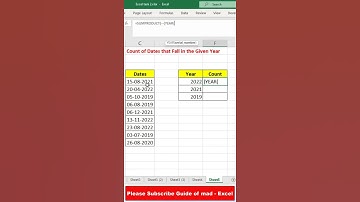 Excel formula Count Dates that fall in the given Year #shorts #hindi