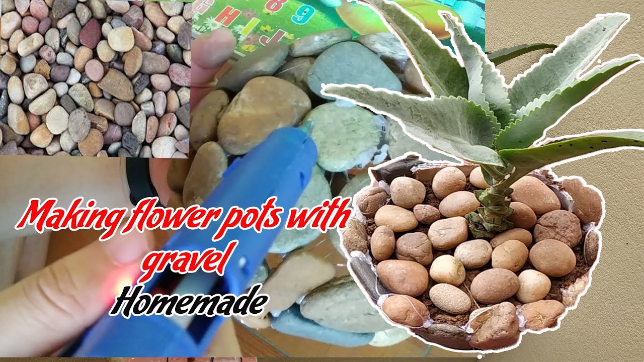 Making flower pots with gravel Homemade YouTube