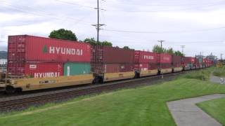 BNSF 5302 Leads A Stack Train @ Old Town Tacoma, WA w Canon HF11