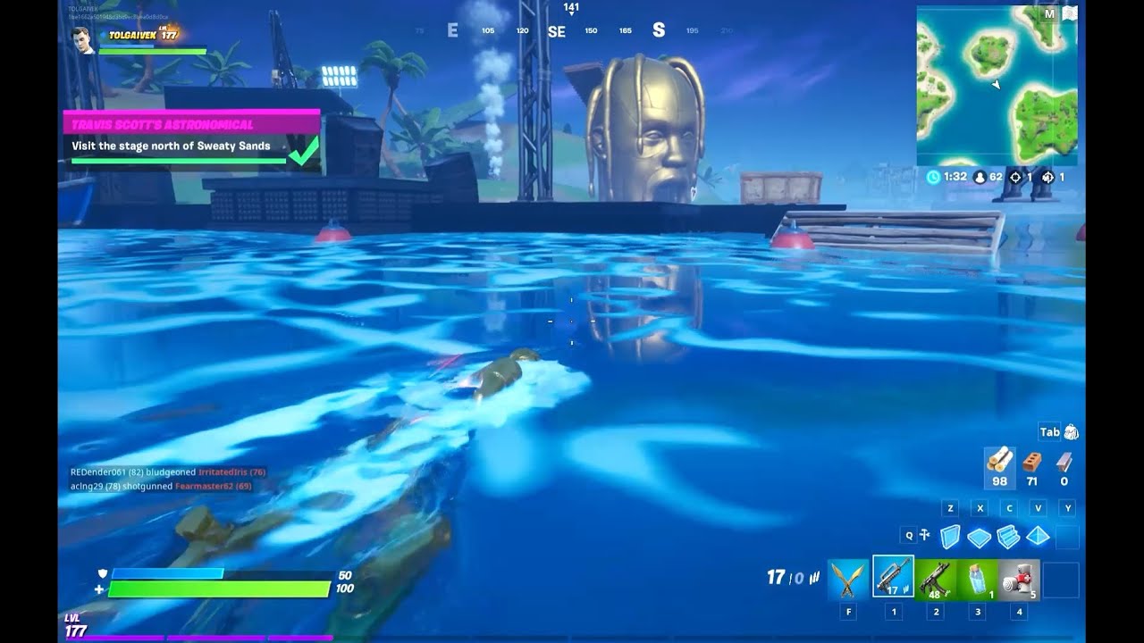 Visit the stage north of Sweaty Sands - Fortnite