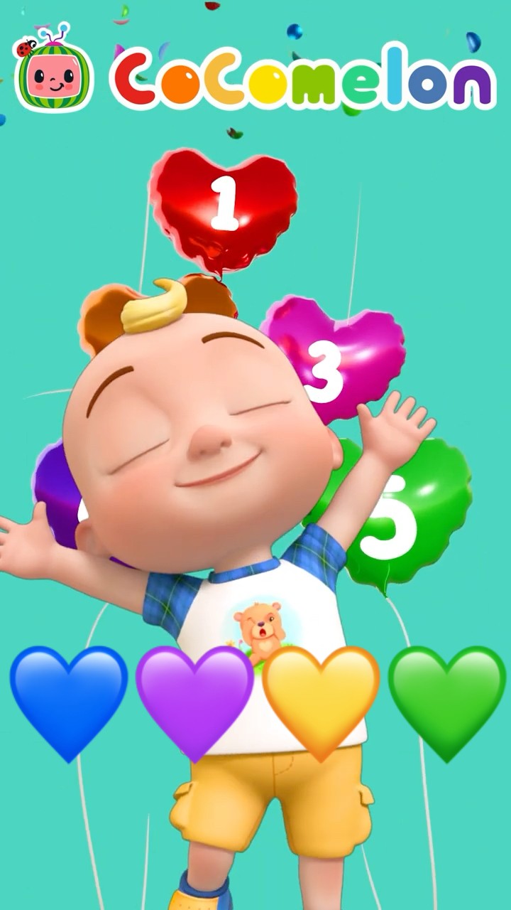 Can You Count the Rainbow Heart Balloons?❤️???? 12345 Happy Valentine's Day! #cocomelon #shorts