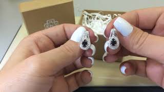 Серьги 803 из белого золота 585 пробы с сапфирами и бриллиантами
