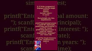 Write a program in C language to find the simple interest?