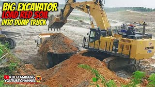 EXCAVATOR BESAR KOMATSU PC1250 MUAT TANAH MERAH KE DALAM BAK HD KOMATSU 465 | KULI TAMBANG