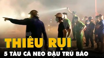 5 tàu cá neo đậu trú bão bị thiêu rụi giữa đêm ở Bình Định