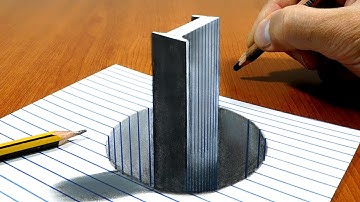 3D Trick Art on Line Paper Number 1 Stick in the Hole
