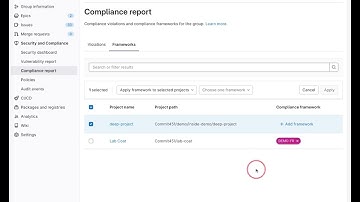 Compliance framework report quick actions