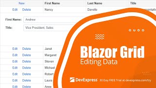 Blazor Grid: Enable Data Editing and Validate User Input