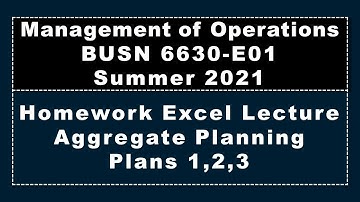 Aggregate Planning Homework, Plans 1,2,3, Excel Tutorial