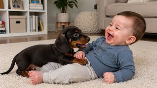 Baby Dachshund Puppy Rolling Fun Together Mini Smiles Tv
