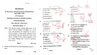 C.SV.T.U B.Pharmacy 04th Semester (Pharmacology-01) 2020 Main Exam Paper Solution of MCQs (HINDI)