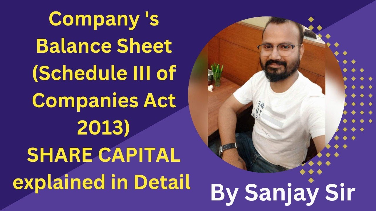 Company's Balance Sheet as per SCHEDULE III of CO'S ACT 20213 I ...