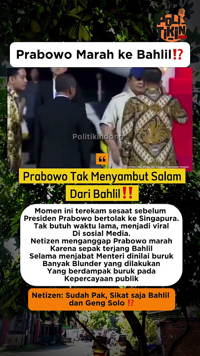 Prabowo Tolak Salaman Dengan Bahlil⁉️ #shorts #fypシ゚viral
