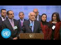 Palestinians on the situation in Gaza - Media Stakeout | Security Council | United Nations