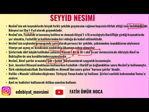 2024 ÖABT - 14. YÜZYIL SANATÇILARI - I - ESKİ TÜRK EDEBİYATI - FATİH ÖMÜR HOCA (FÖH)