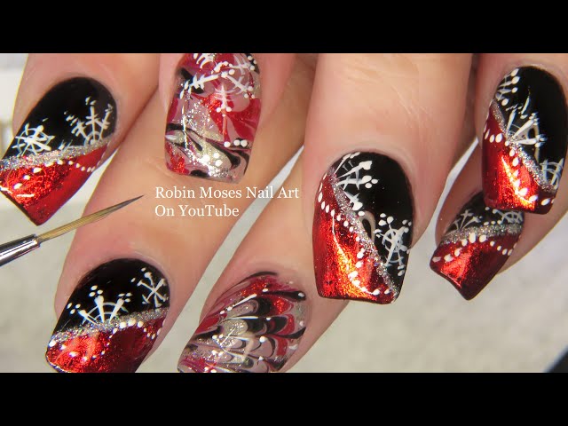Elegant Red Foil + Snowflake Nails! | Winter Nail Art Design How To