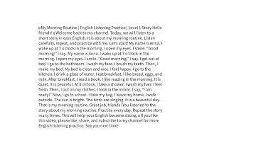 🌞 My Morning Routine | English Listening Practice | Level 1 Story titled