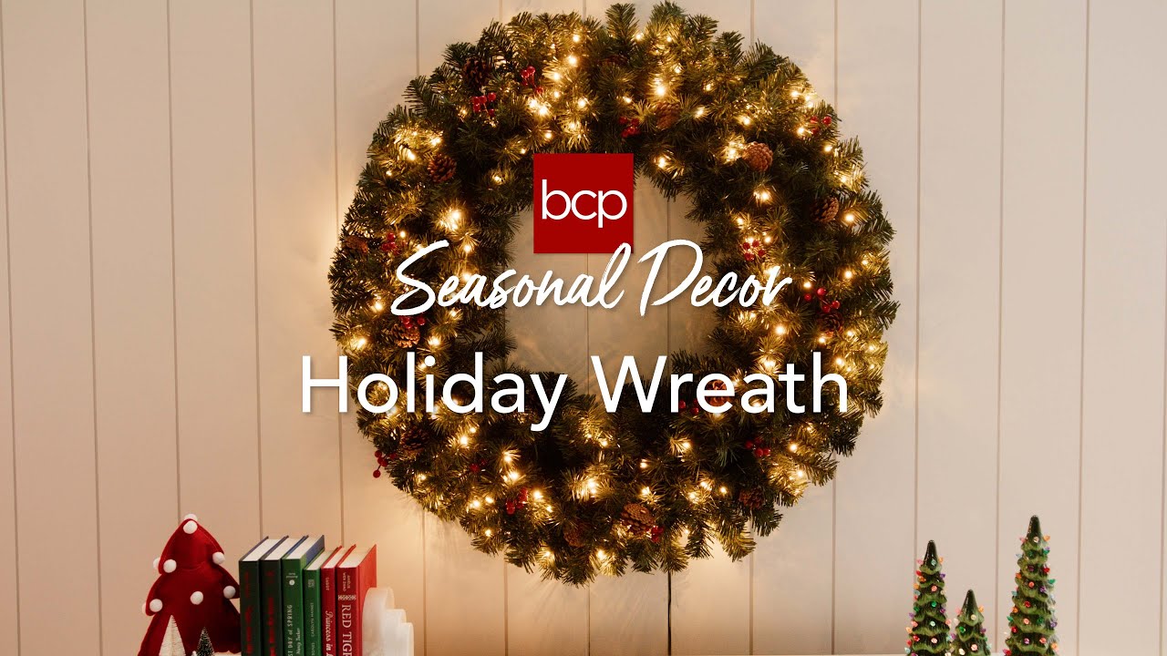 Pre-Lit Artificial Fir Christmas Wreath w/ LED Lights, Plug-In