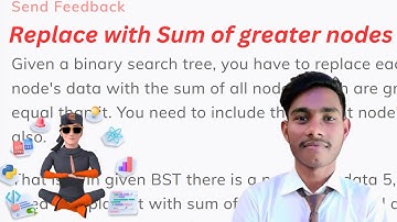 Replace with Sum of greater nodes || BST || interview questions || java