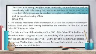 NQESH/ PRINCIPALS TEST 2021 REVIEW.  Guidelines for the conduct of PTA elections