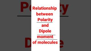 Polarity of Molecules| Dipole moments of some molecules| Relationship between polarity Dipole moment