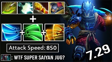 SUPER SAIYAN Pro Juggernaut Electric Slash Max Attack Speed vs Full Slot TB Crazy Battle 7.29 Dota 2