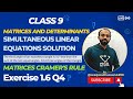 Exercise 1.6 Q4|Real Life Problem Cramer&#39;s Rule|Chapter 1|Class9|Matrices&amp;Determinants|WaqasUlHassan