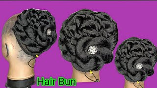 BEAUTIFUL TWIST AND ROLl BUN HAIRSTYLE FOR BRIDAL USE USING EXPRESSION EXTENSION HAIR.....