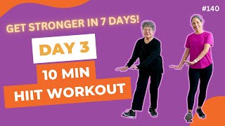 DAY 3: 10 Minute Beginner HIIT workout | No Jumping, Low Impact
