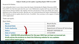 RTI Reply regarding Inspire Scholarship Form 2025