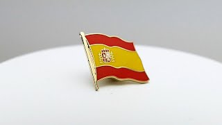 España con escudo - Pin de bandera 2 x 2 cm
