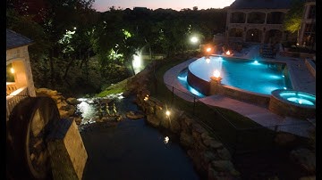 FlowerMound Infinity Pool with WaterWheel FlyBy