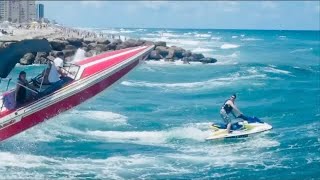 HAULOVER IS DEADLY☠️Boat vs Jet Ski #hauloverinlet #BocaRaton #lifethreatening #dangerous #bocainlet