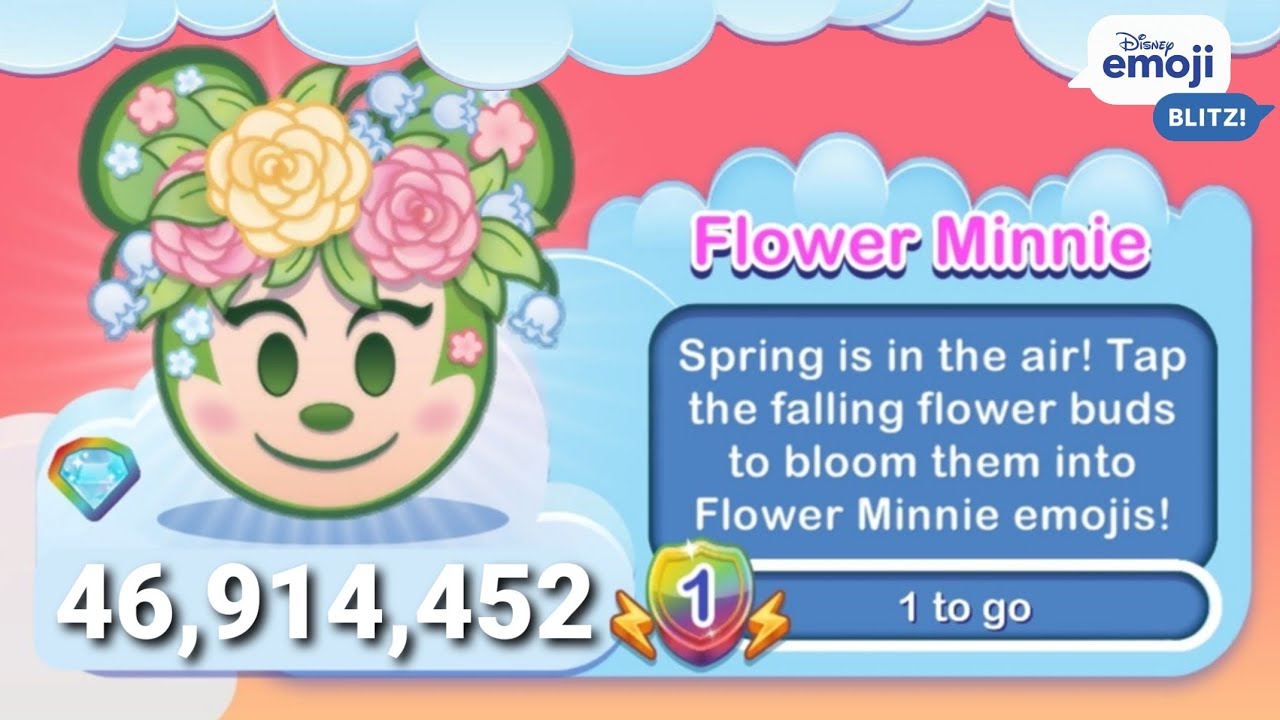 Disney Emoji Blitz - Flower Minnie (Level 1) - Mickey and Friends - HIGH SCORE 46M - Gameplay