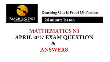 Mathematics N3 April 2017 Question Paper and Answers