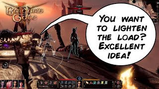 Baldur's Gate 3 - Trying to push comrades off the Nautiloid ship 🤜